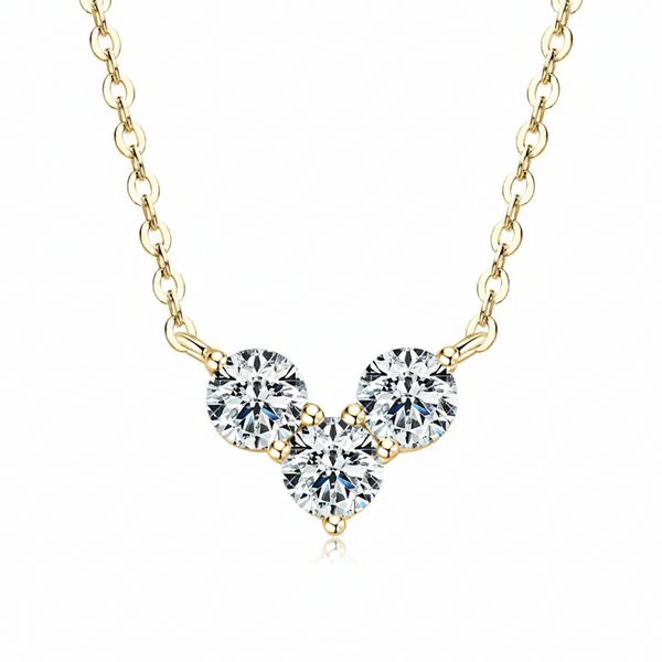 Triple Stone Heart Pendant Necklace