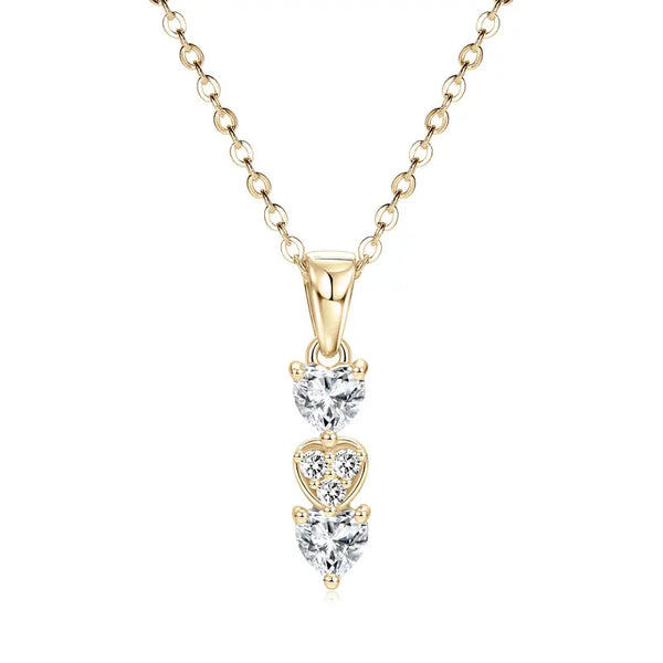 Triple Heart Pendant Necklace (GOLD & CARAT)