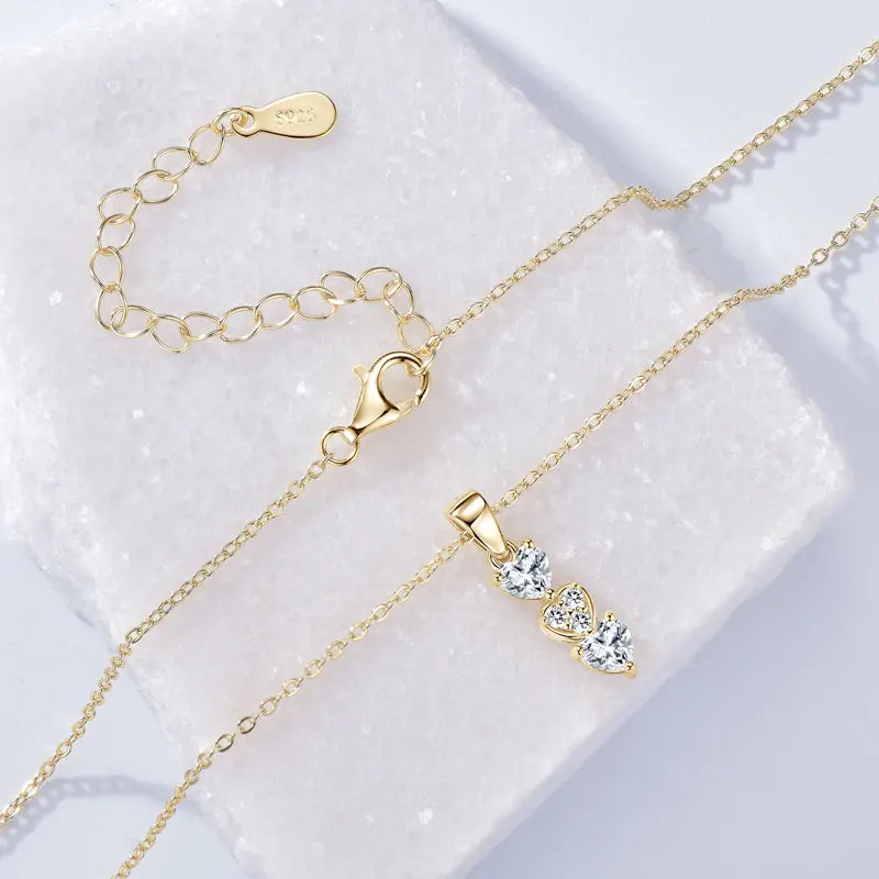 Triple Heart Pendant Necklace (GOLD & CARAT)