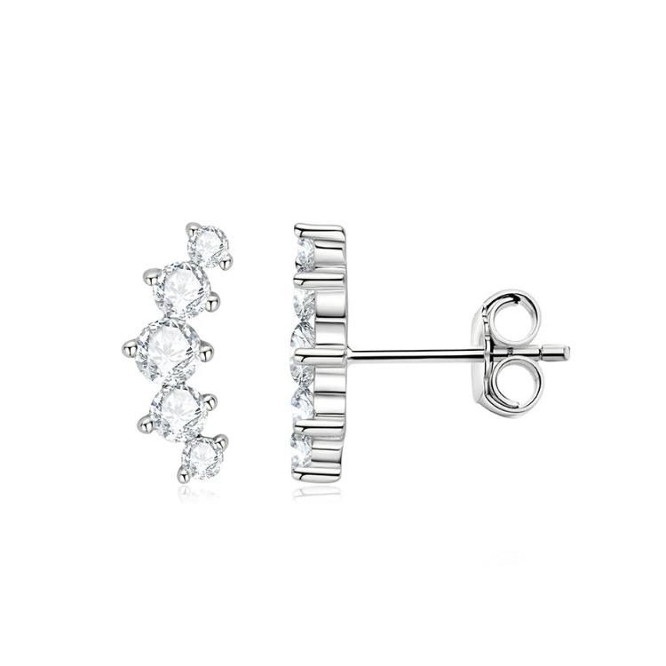 Curved Climber Stud Earrings (Carat & Gold)