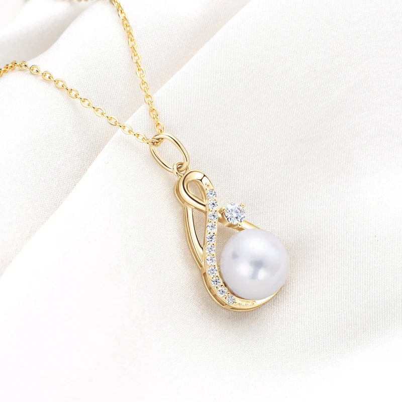 Infinity Pearl Pendant Necklace (WEIGHT AND GOLD)