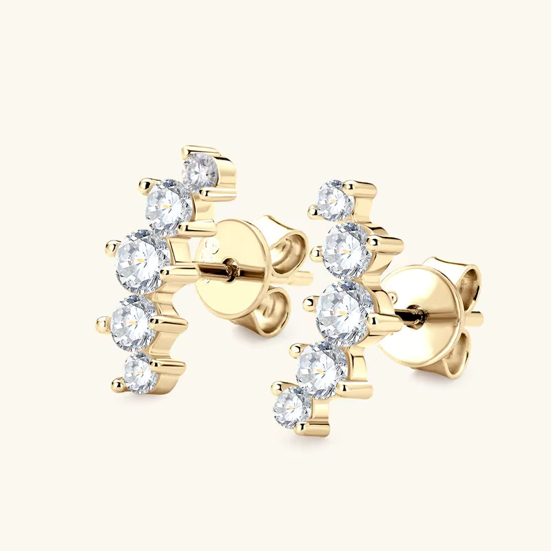 Curved Climber Stud Earrings (Carat & Gold)